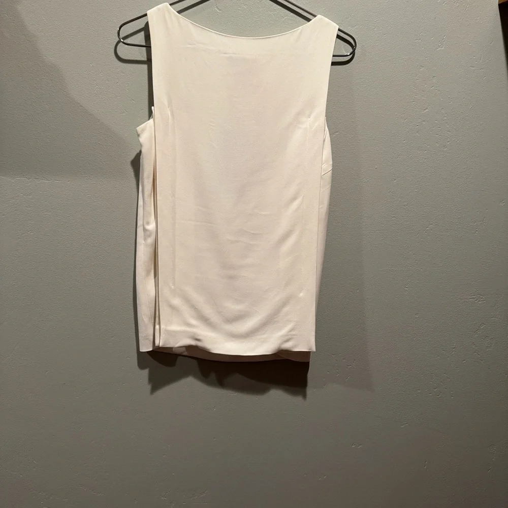 New NWT Escada Ivory White Minimalist Sleeveless Cape Back Long Blouse Top - Picture 11 of 16